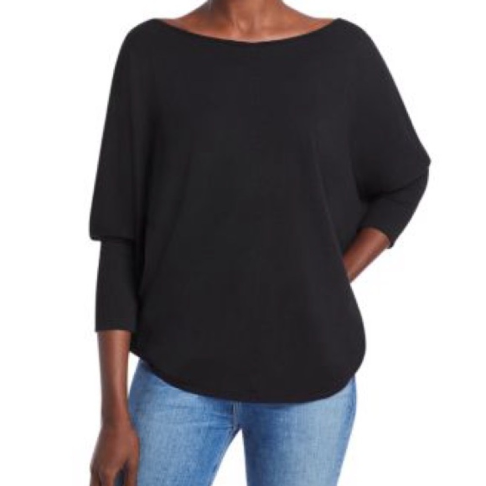 Velvet by Graham & Spencer Off-the-Shoulder Black Sweater